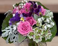 Rose for love, Pansy for thoughts, and everlasting for "forever" Photo credit:by Flower Factor